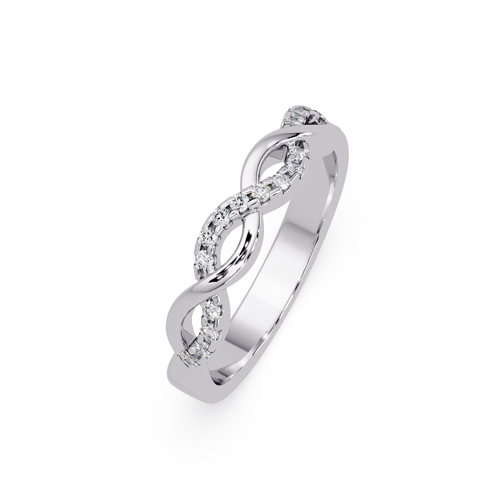 Round Cut Diamond Twisted Infinity Stackable Ring