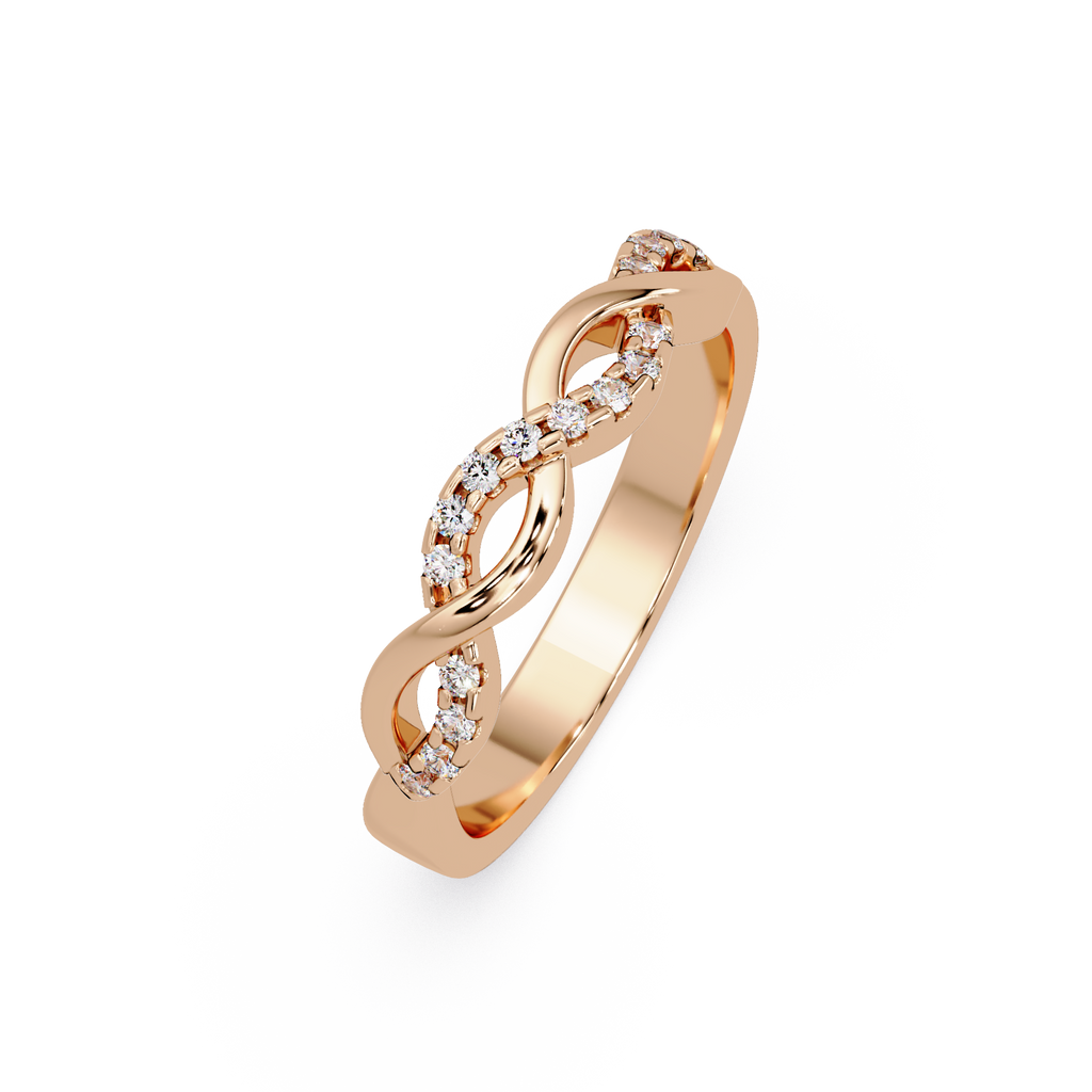 Round Cut Diamond Twisted Infinity Stackable Ring