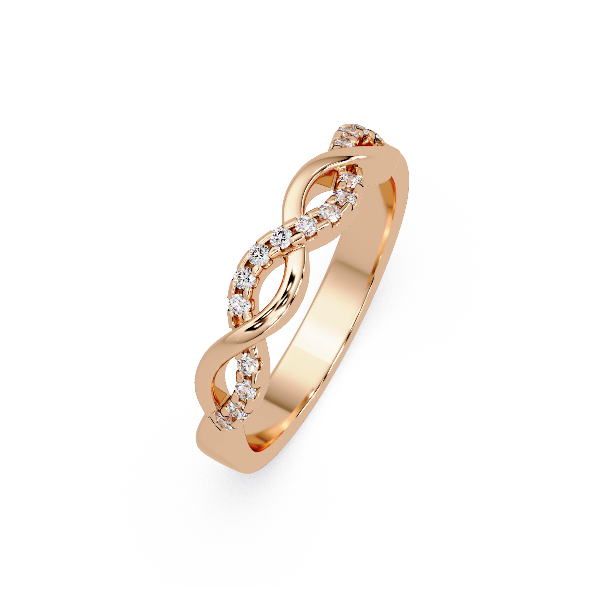 Round Cut Diamond Twisted Infinity Stackable Ring