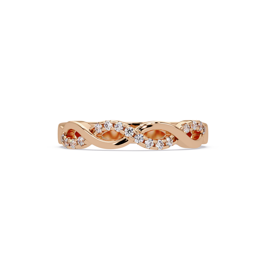 Round Cut Diamond Twisted Infinity Stackable Ring