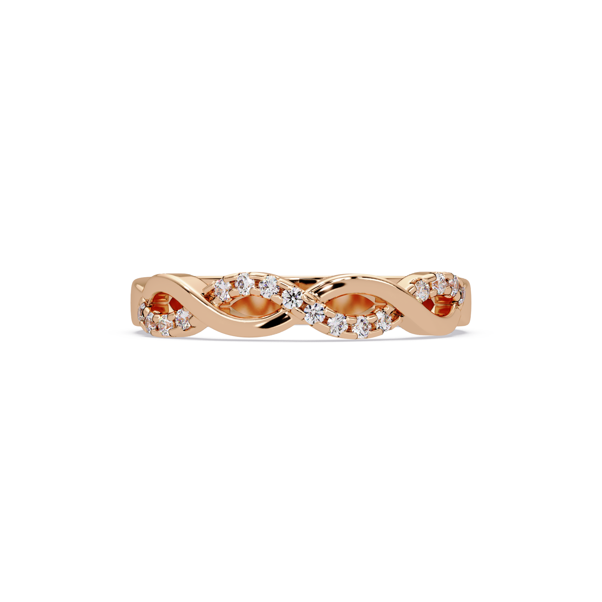 Round Cut Diamond Twisted Infinity Stackable Ring