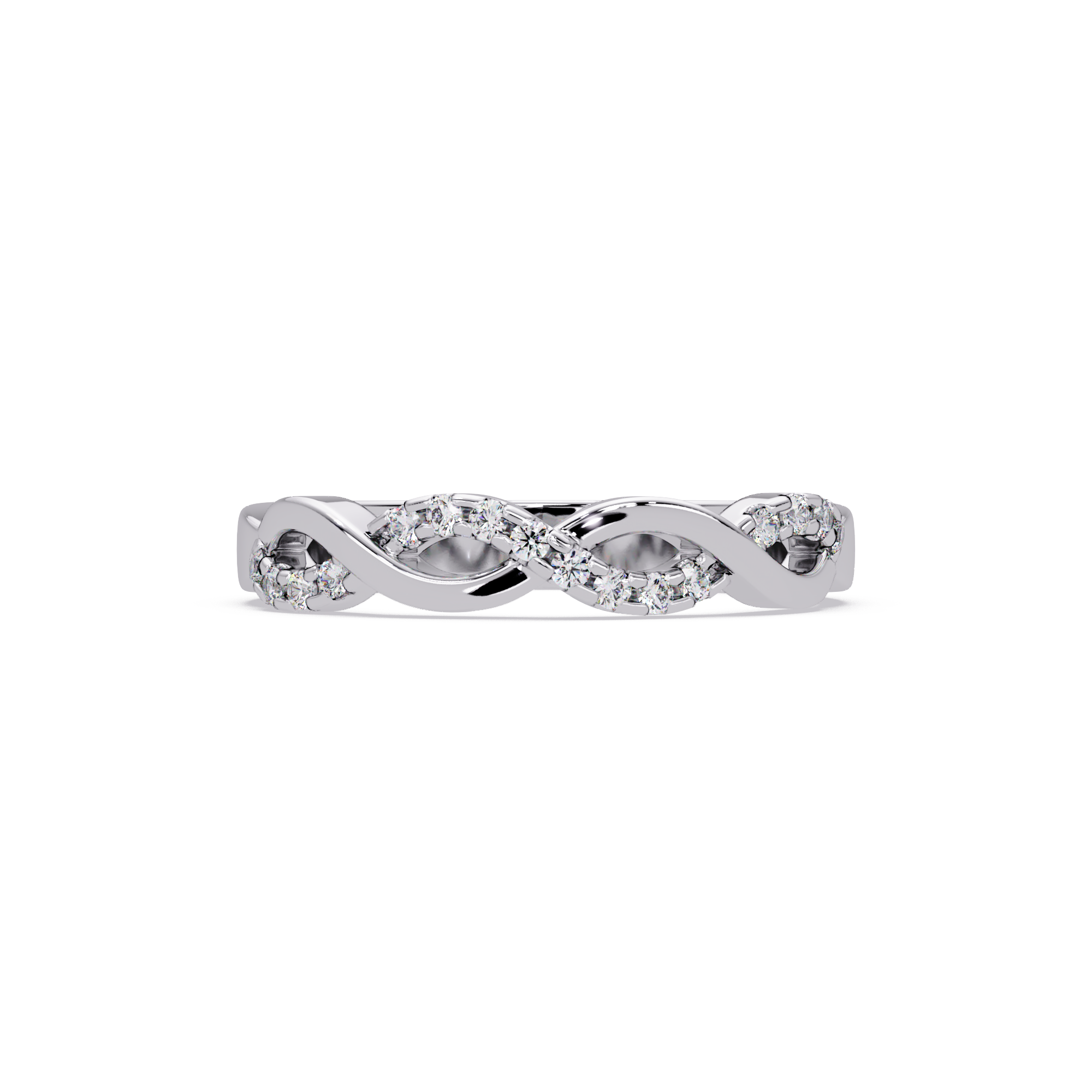 Round Cut Diamond Twisted Infinity Stackable Ring