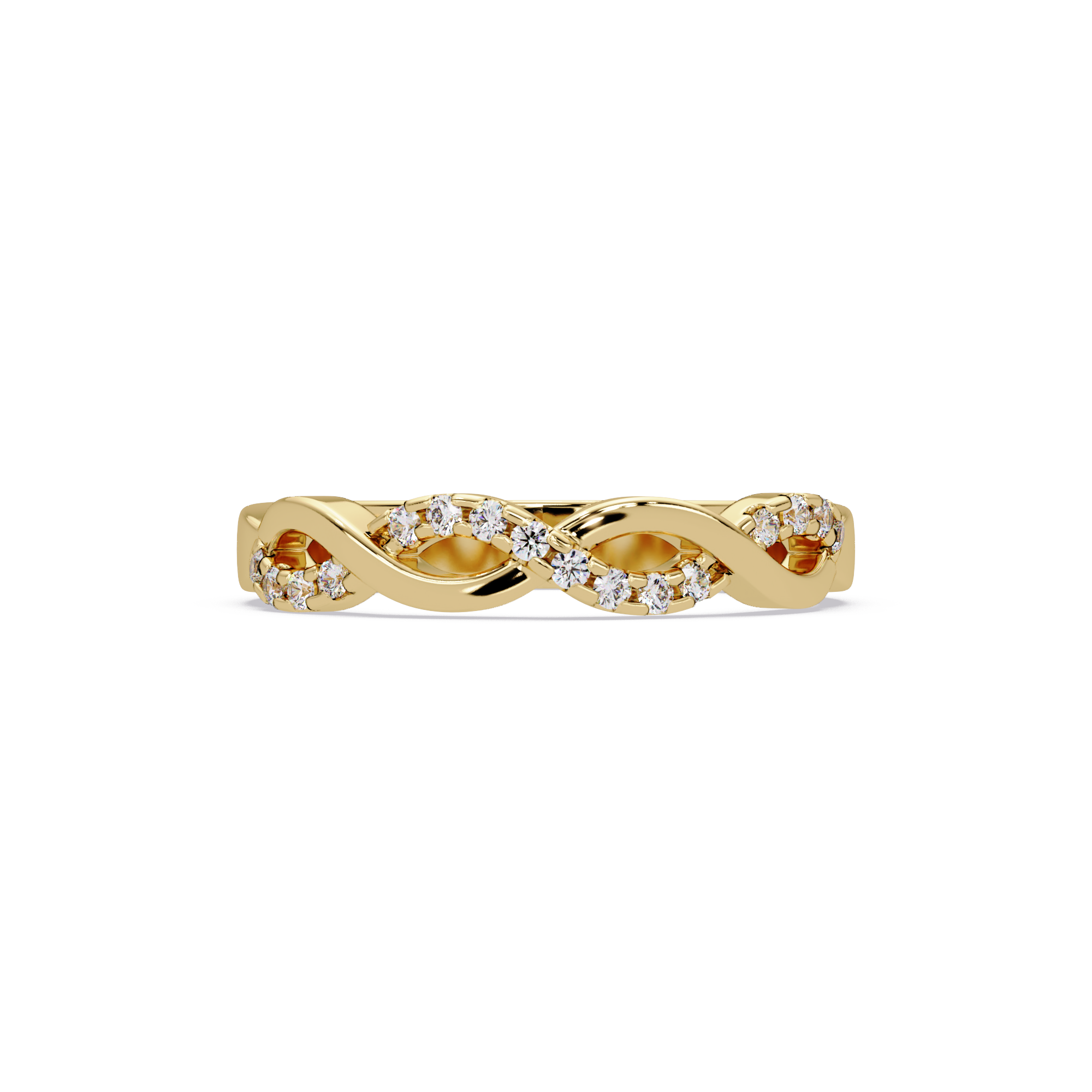 Round Cut Diamond Twisted Infinity Stackable Ring