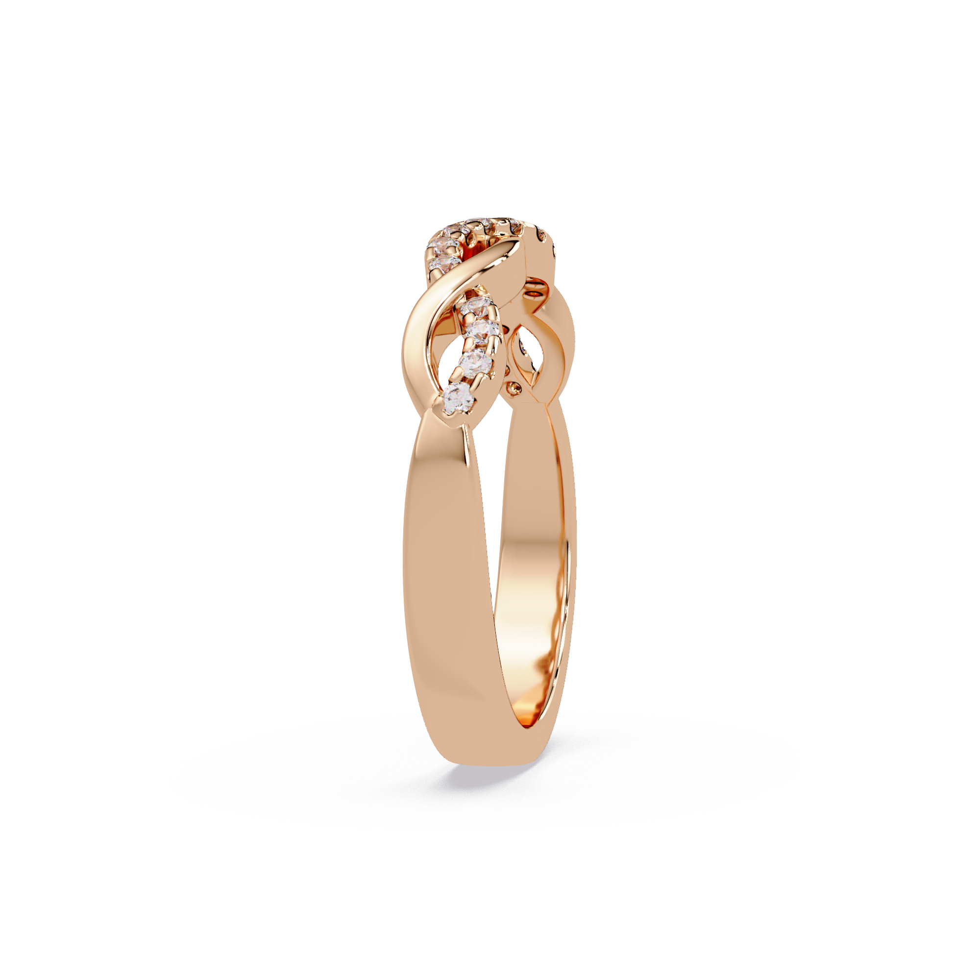 Round Cut Diamond Twisted Infinity Stackable Ring