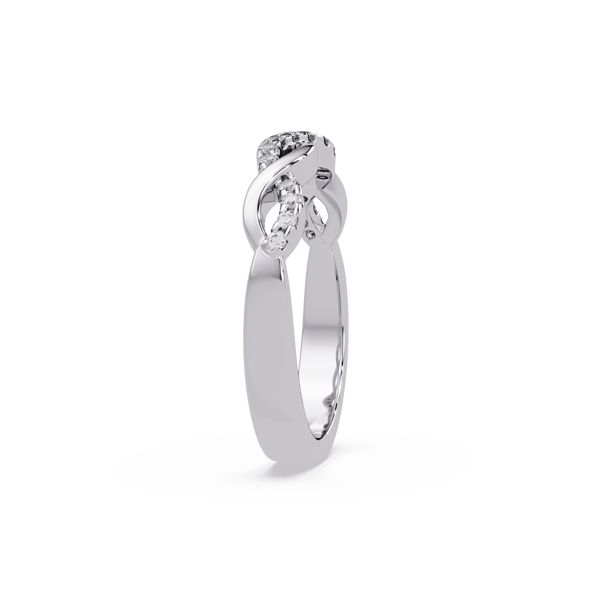 Round Cut Diamond Twisted Infinity Stackable Ring