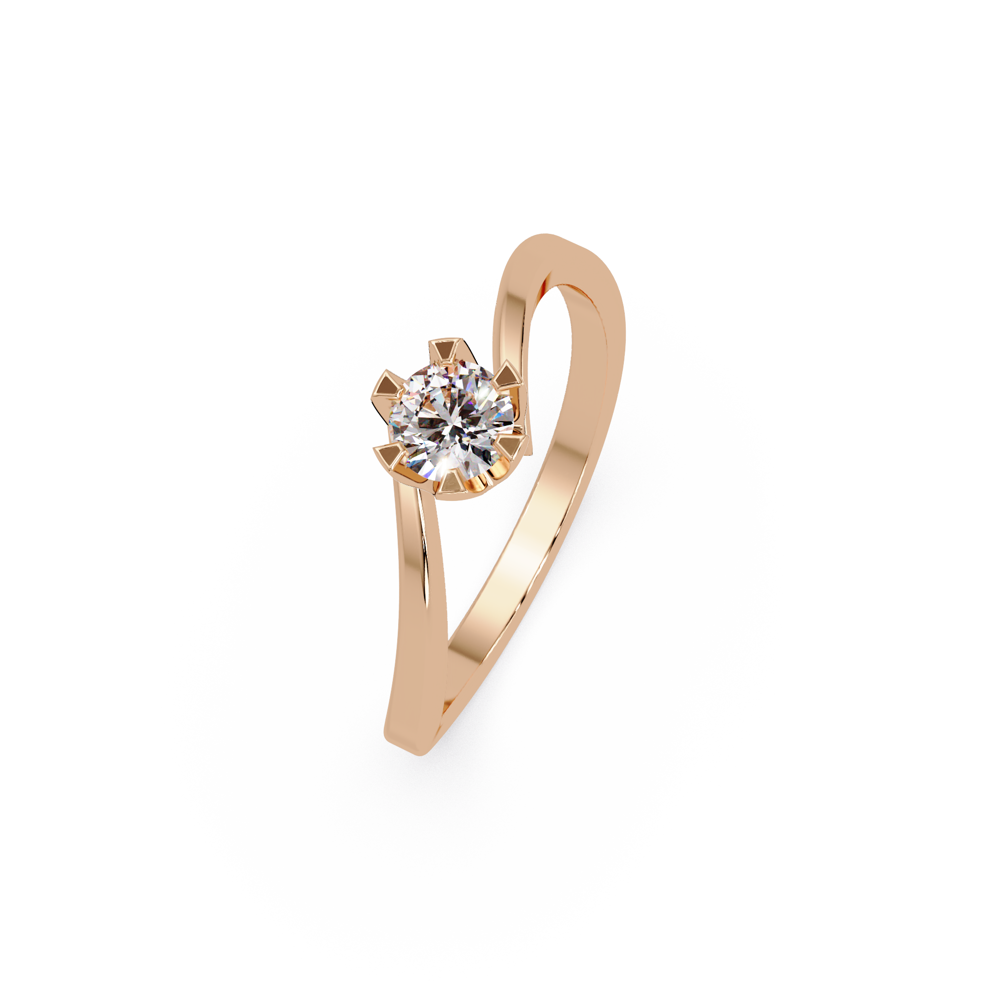 Twisted Bypass Solitaire Diamond Ring