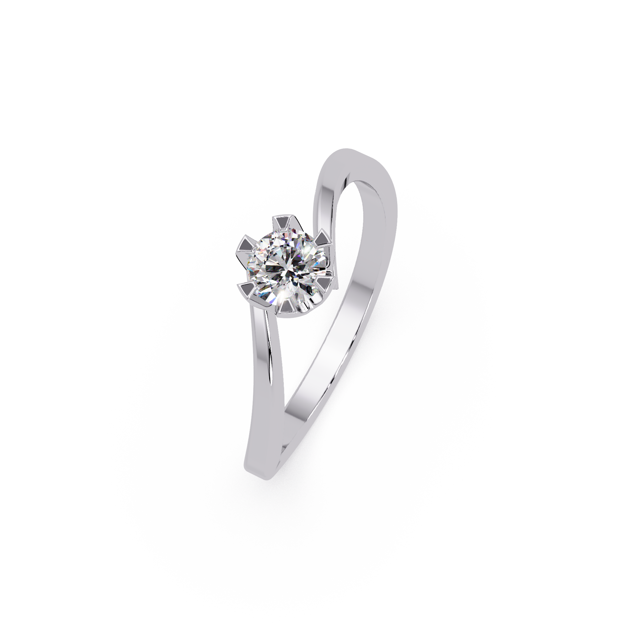 Twisted Bypass Solitaire Diamond Ring