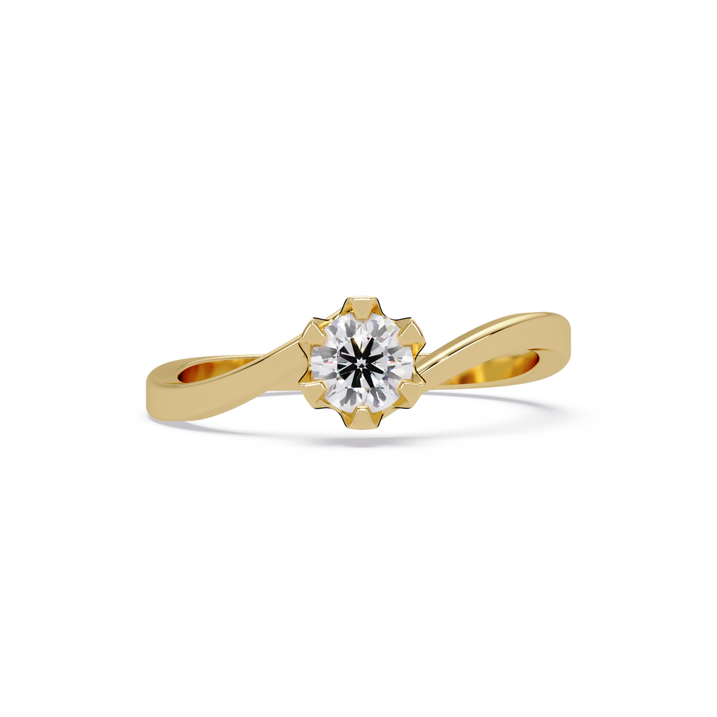 Twisted Bypass Solitaire Diamond Ring