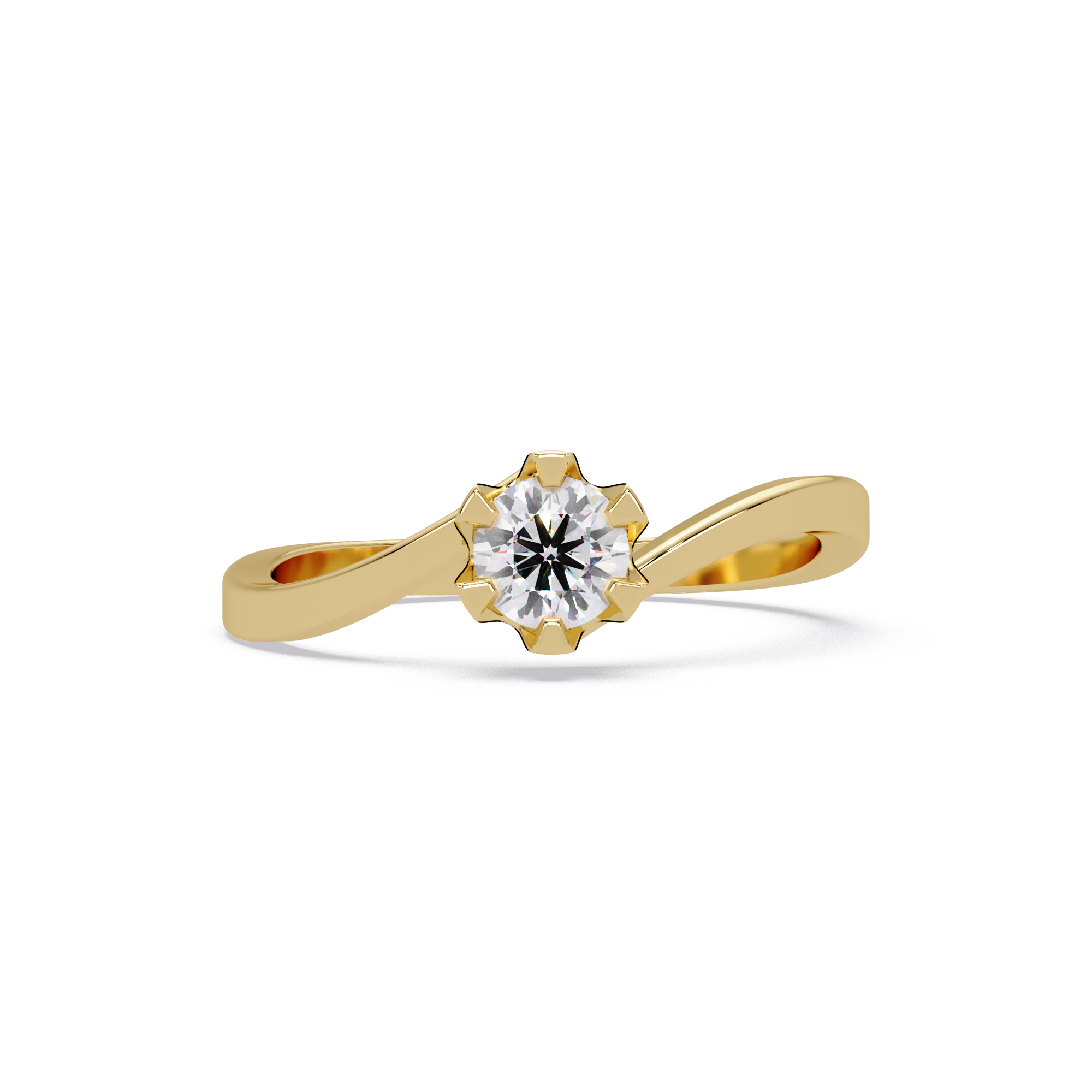 Twisted Bypass Solitaire Diamond Ring