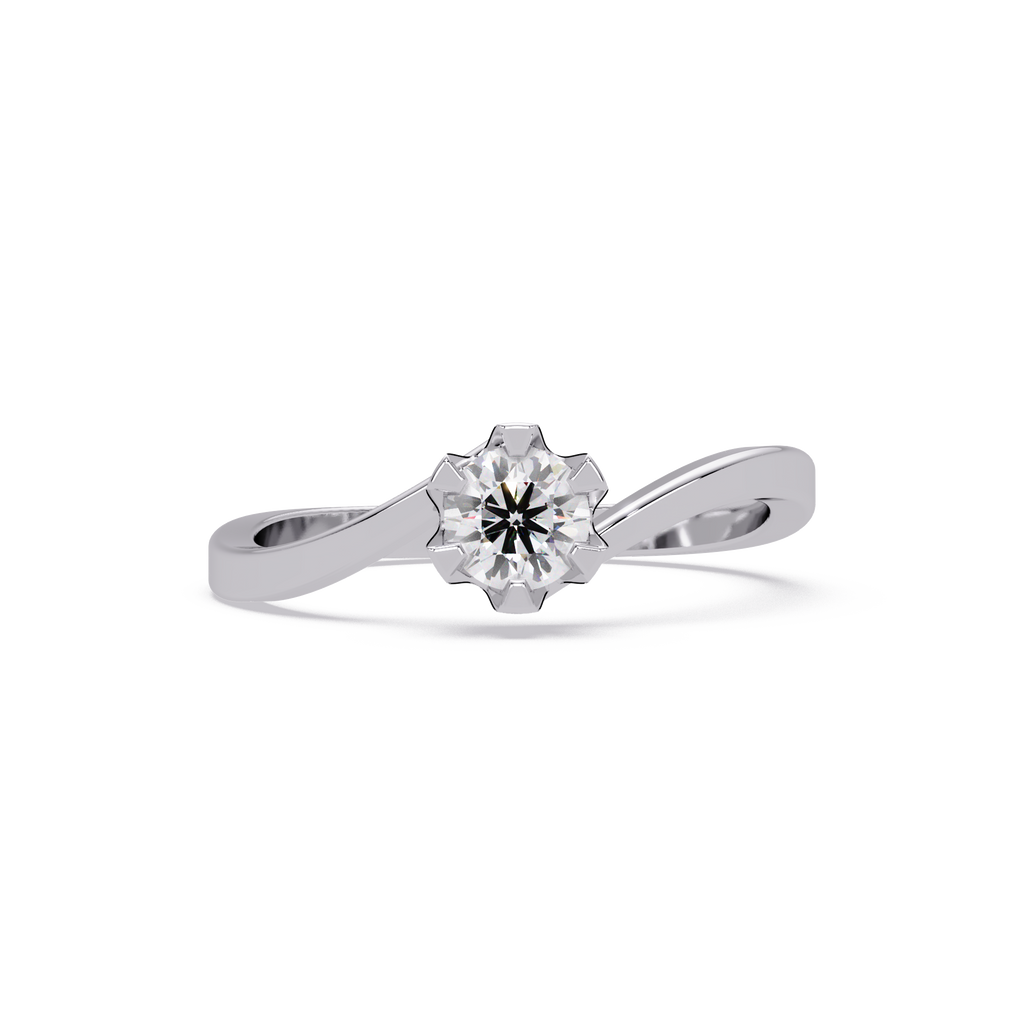 Twisted Bypass Solitaire Diamond Ring