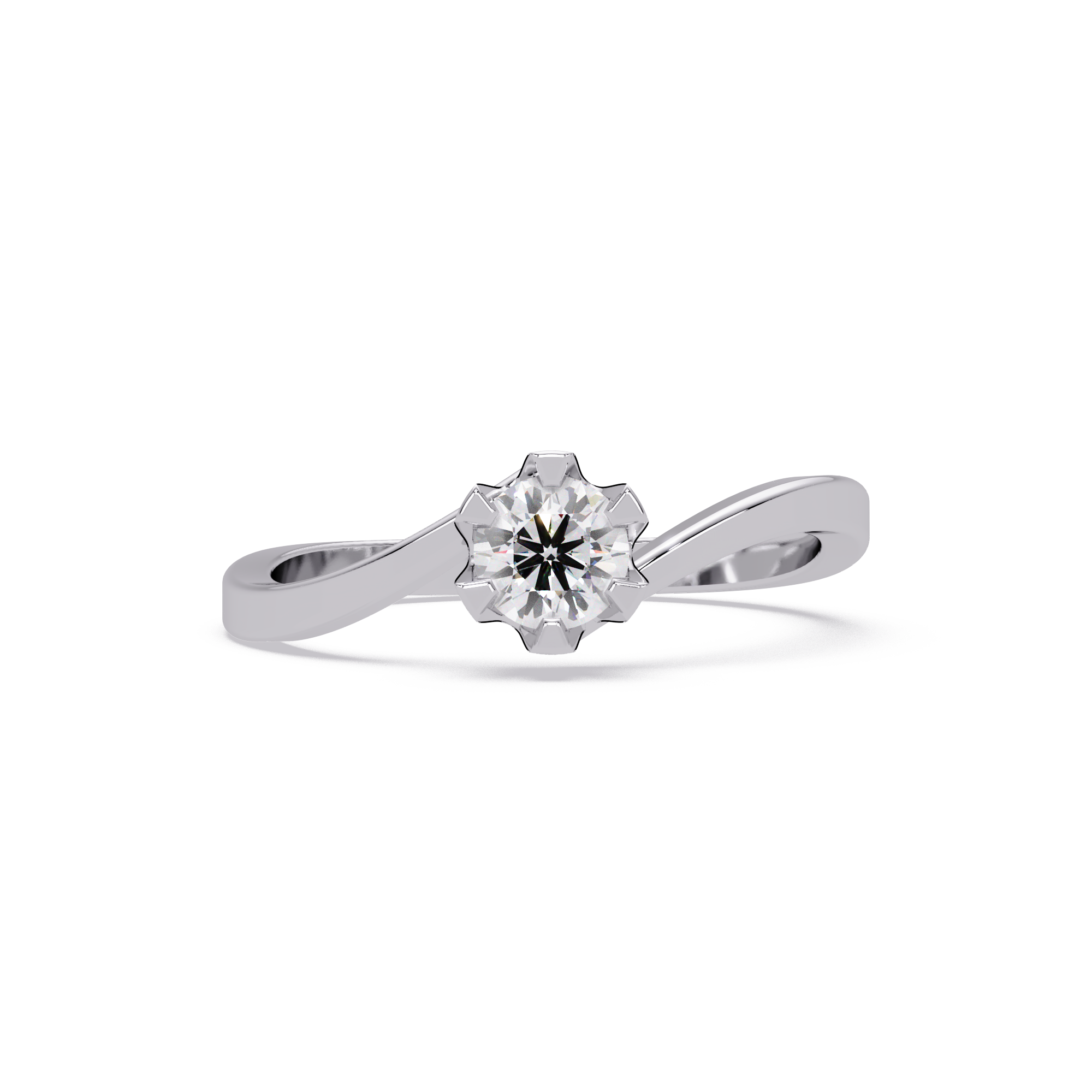 Twisted Bypass Solitaire Diamond Ring