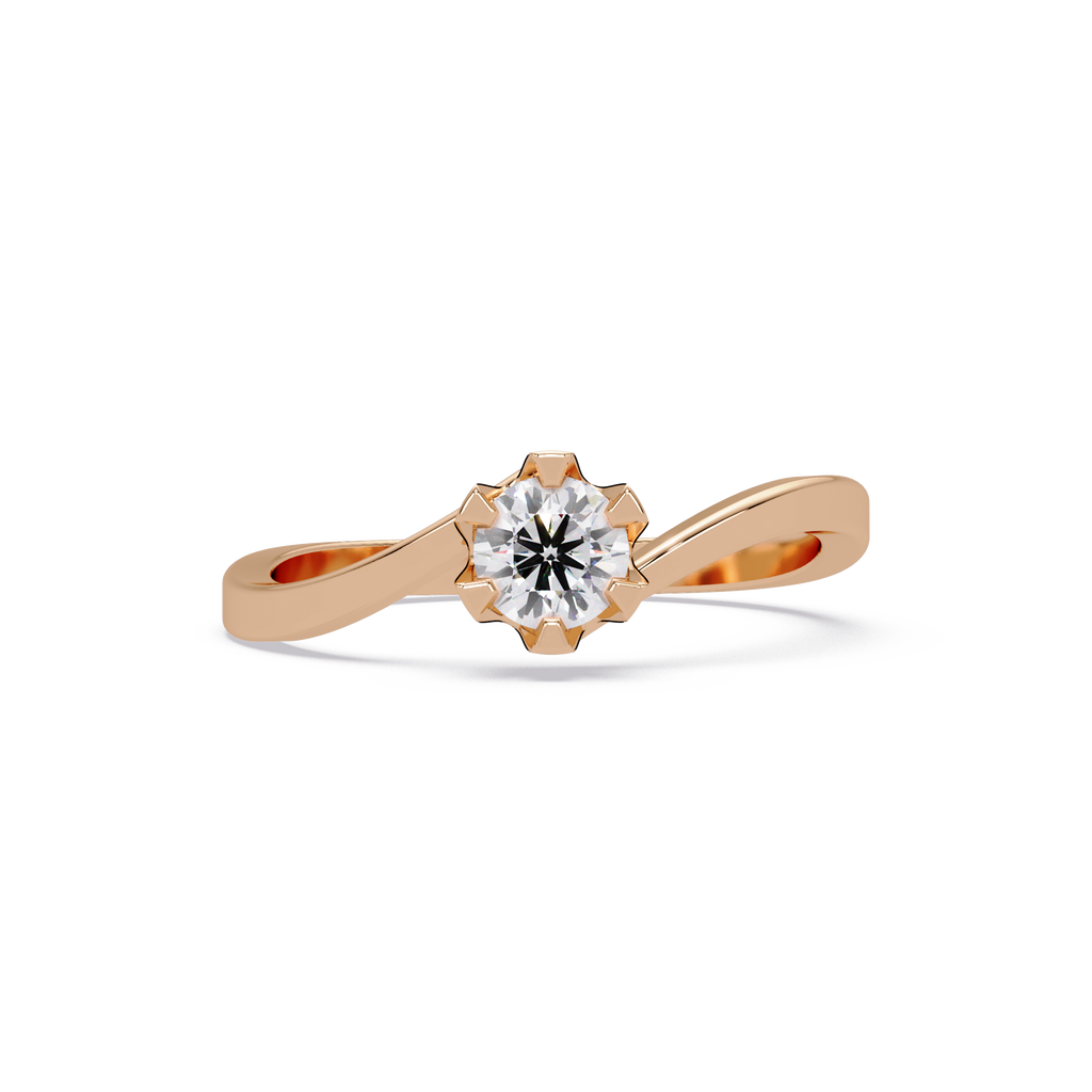 Twisted Bypass Solitaire Diamond Ring
