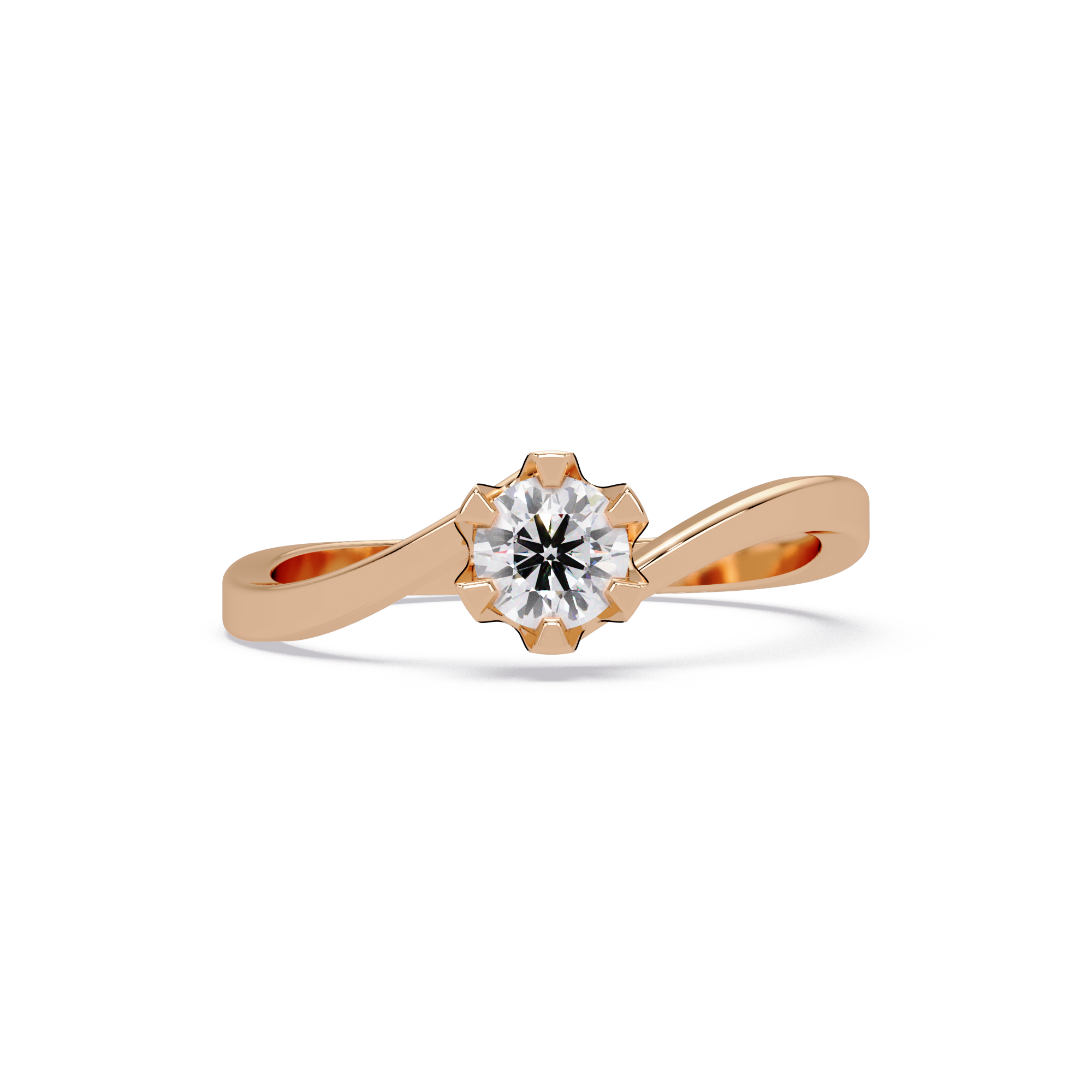 Twisted Bypass Solitaire Diamond Ring