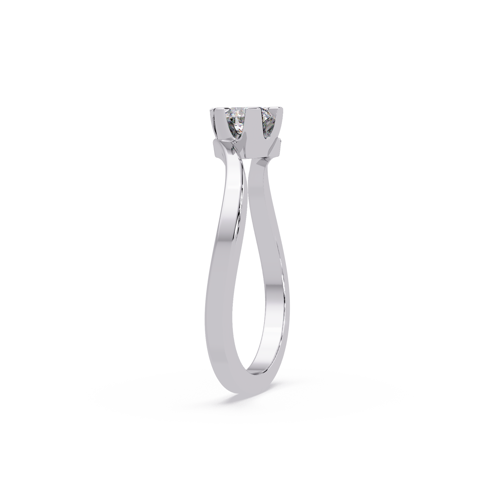 Twisted Bypass Solitaire Diamond Ring