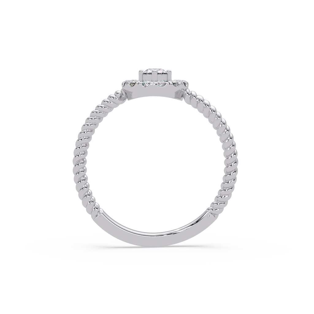 Vintage Twisted Rope Openwork Round Cut Diamond Halo Ring
