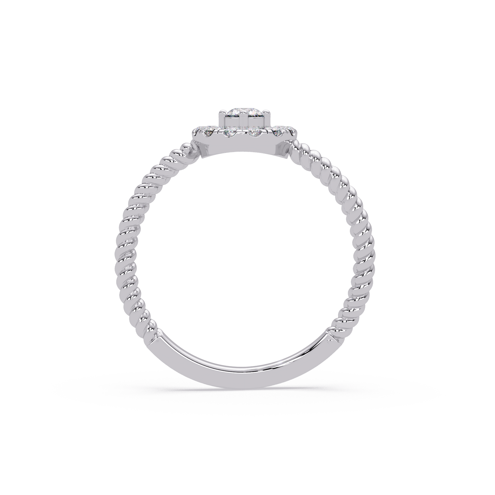 Vintage Twisted Rope Openwork Round Cut Diamond Halo Ring