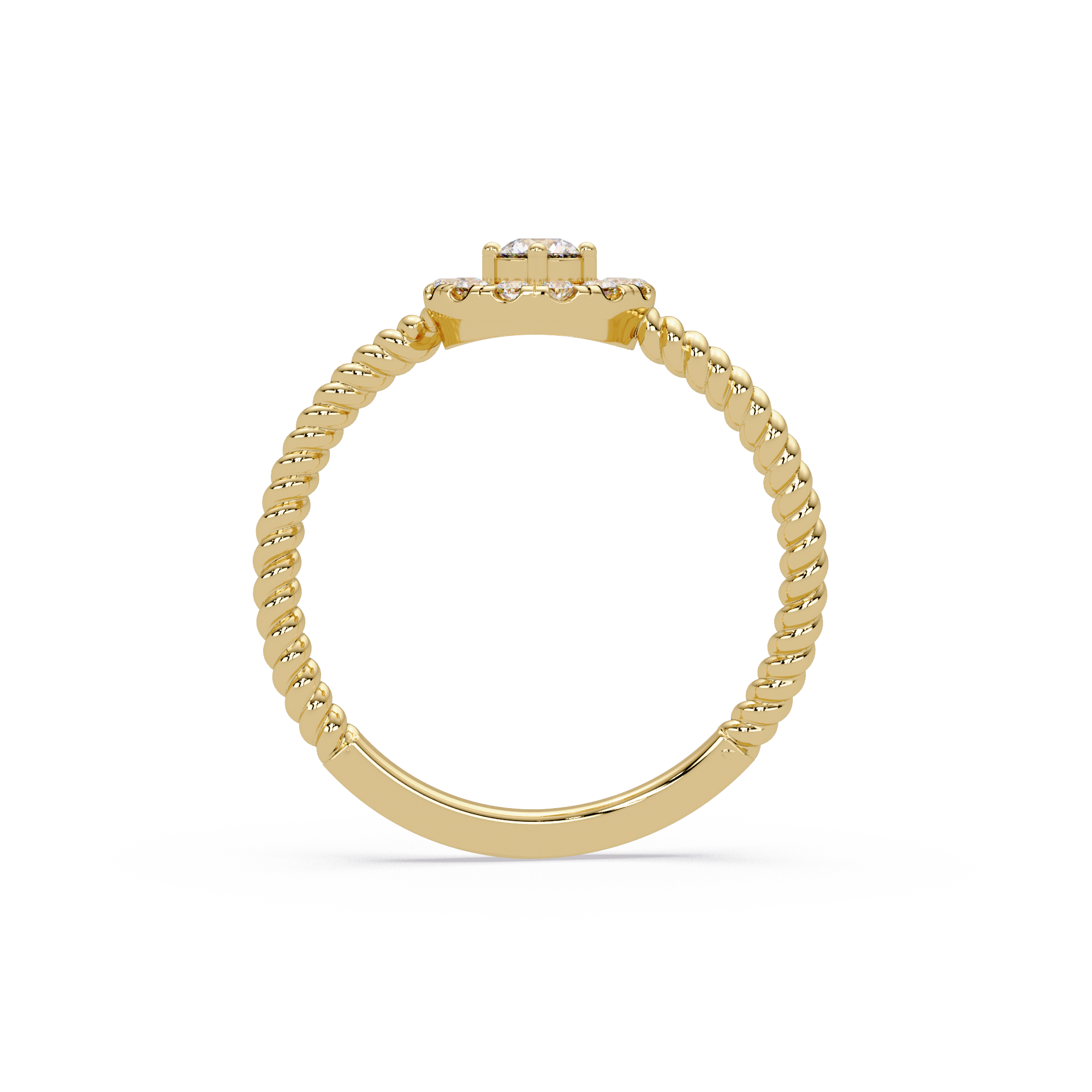 Vintage Twisted Rope Openwork Round Cut Diamond Halo Ring