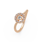 Vintage Twisted Rope Openwork Round Cut Diamond Halo Ring