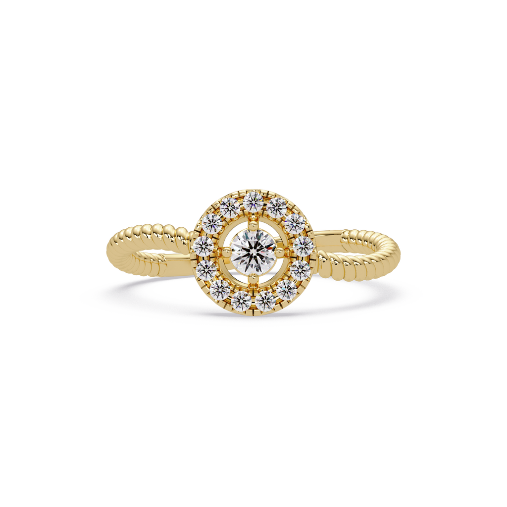 Vintage Twisted Rope Openwork Round Cut Diamond Halo Ring