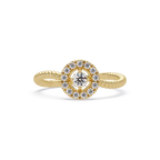 Vintage Twisted Rope Openwork Round Cut Diamond Halo Ring