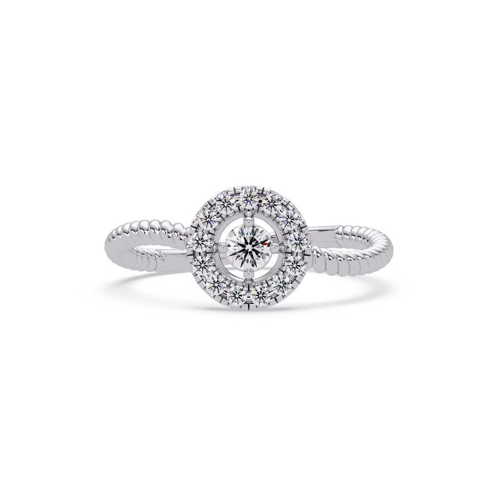 Vintage Twisted Rope Openwork Round Cut Diamond Halo Ring