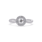 Vintage Twisted Rope Openwork Round Cut Diamond Halo Ring