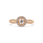 Vintage Twisted Rope Openwork Round Cut Diamond Halo Ring