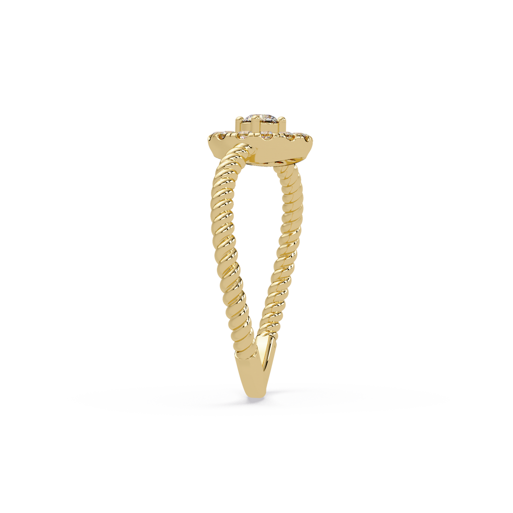 Vintage Twisted Rope Openwork Round Cut Diamond Halo Ring