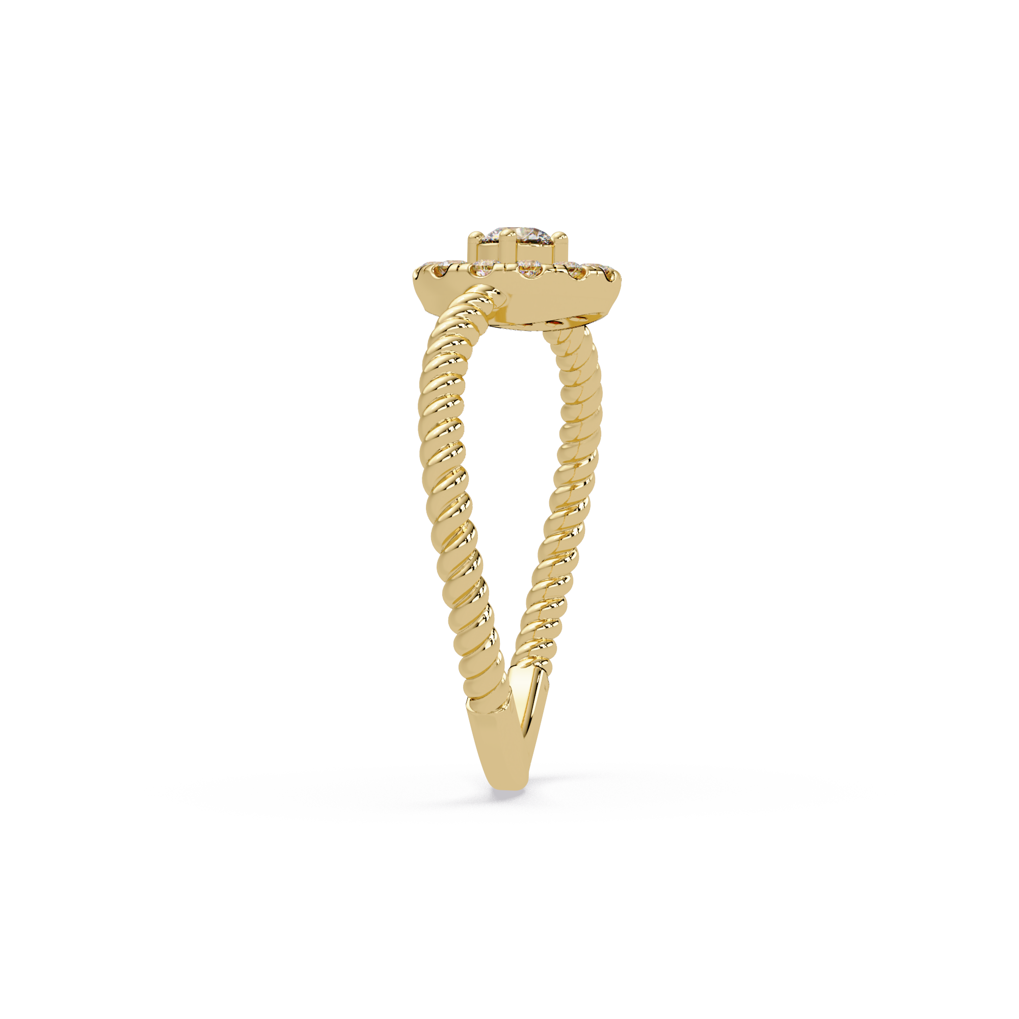 Vintage Twisted Rope Openwork Round Cut Diamond Halo Ring