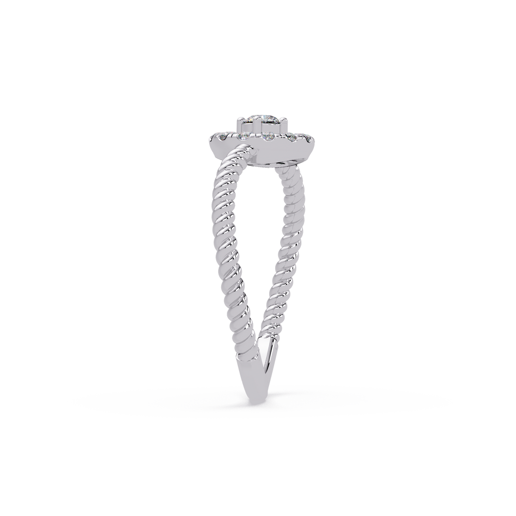 Vintage Twisted Rope Openwork Round Cut Diamond Halo Ring