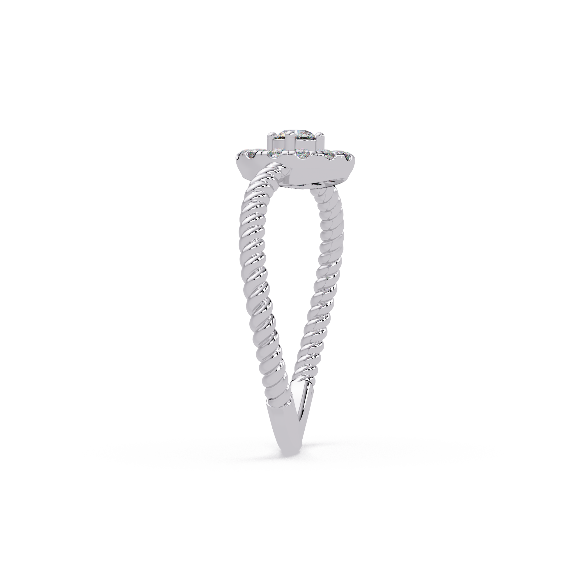 Vintage Twisted Rope Openwork Round Cut Diamond Halo Ring