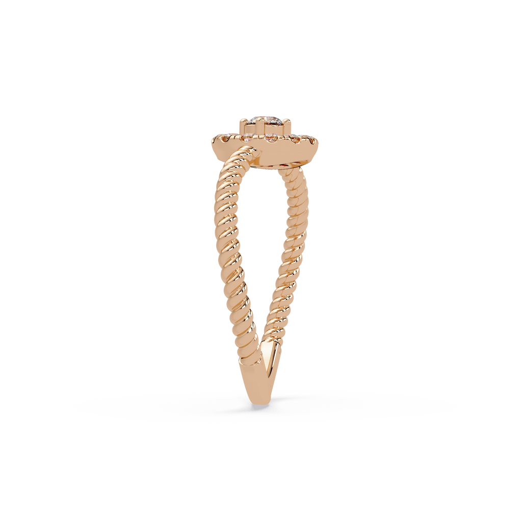 Vintage Twisted Rope Openwork Round Cut Diamond Halo Ring