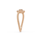 Vintage Twisted Rope Openwork Round Cut Diamond Halo Ring