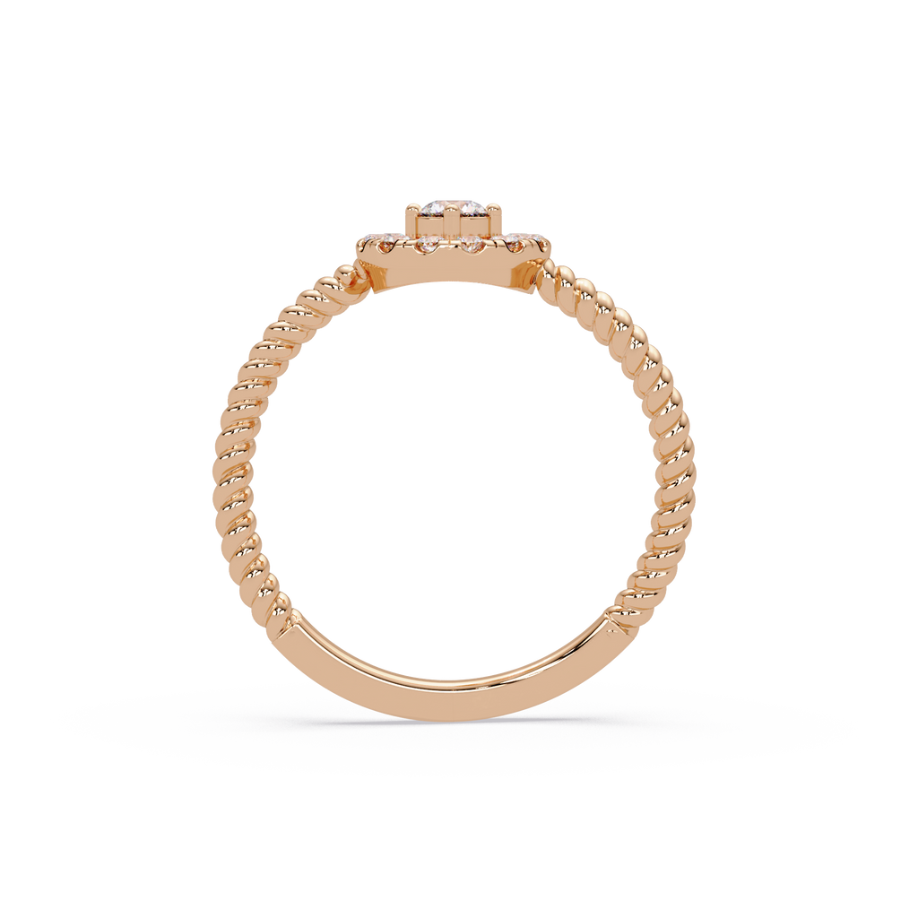 Vintage Twisted Rope Openwork Round Cut Diamond Halo Ring