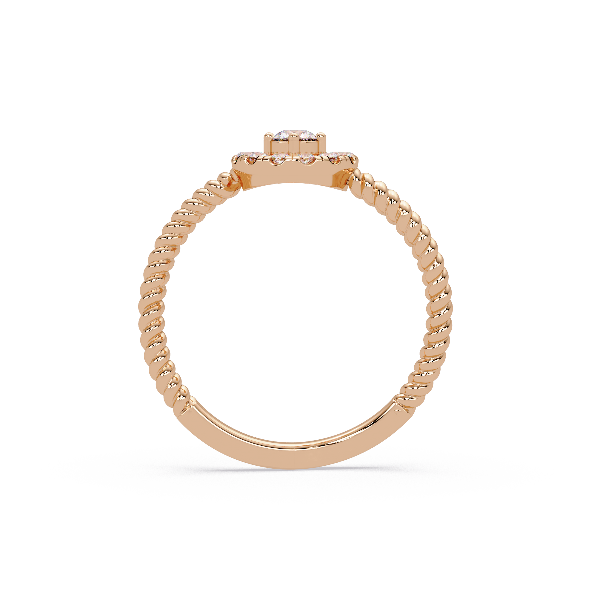 Vintage Twisted Rope Openwork Round Cut Diamond Halo Ring