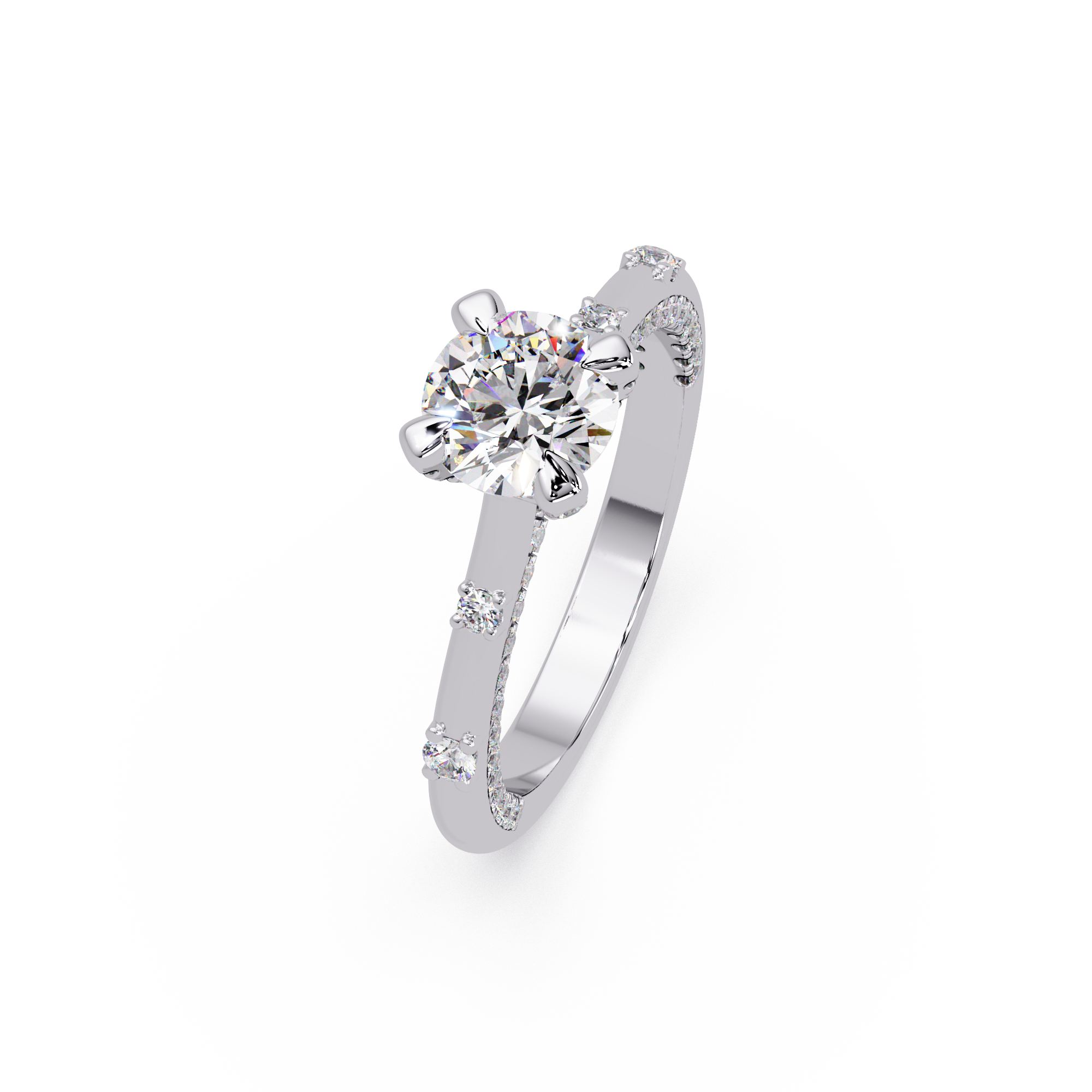 Floating Prong Solitaire Diamond Ring