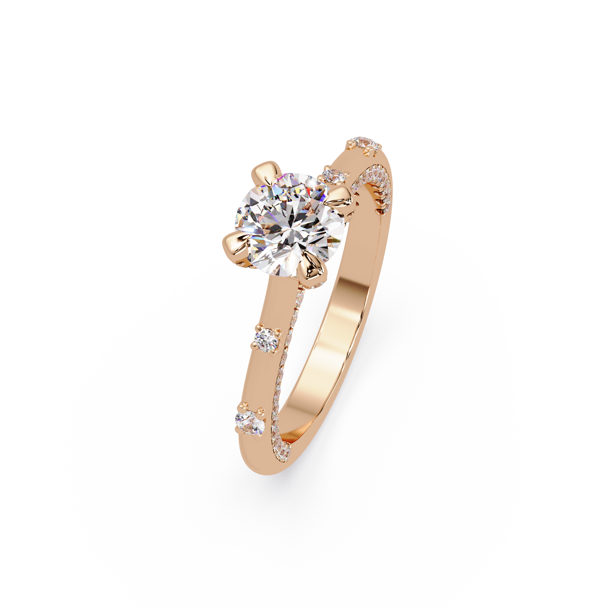 Floating Prong Solitaire Diamond Ring
