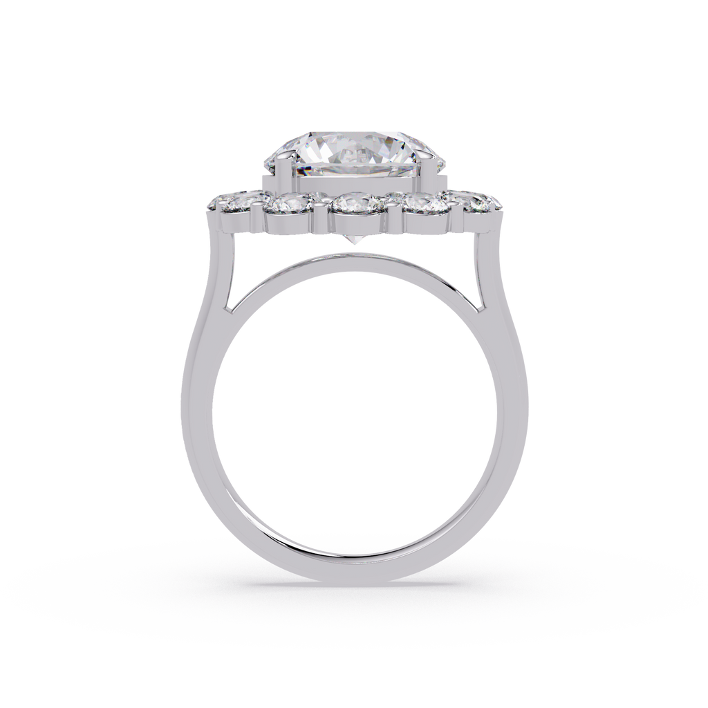 Scalloped Floral Halo Round Cut Diamond Ring