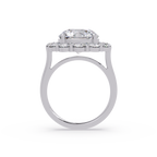 Scalloped Floral Halo Round Cut Diamond Ring