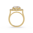 Scalloped Floral Halo Round Cut Diamond Ring