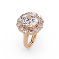 Scalloped Floral Halo Round Cut Diamond Ring