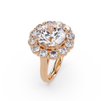 Scalloped Floral Halo Round Cut Diamond Ring