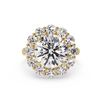 Scalloped Floral Halo Round Cut Diamond Ring