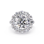 Scalloped Floral Halo Round Cut Diamond Ring
