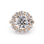 Scalloped Floral Halo Round Cut Diamond Ring