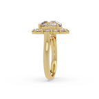 Scalloped Floral Halo Round Cut Diamond Ring