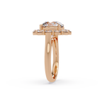 Scalloped Floral Halo Round Cut Diamond Ring