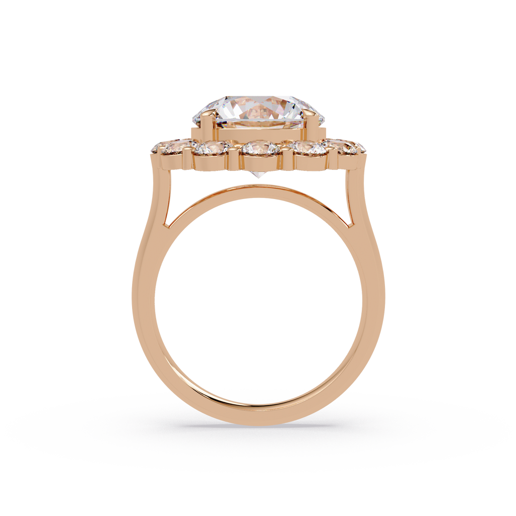 Scalloped Floral Halo Round Cut Diamond Ring