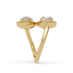 Two-Stone Pear Shape Diamond Halo Engagement Ring