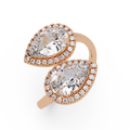 Two-Stone Pear Shape Diamond Halo Engagement Ring